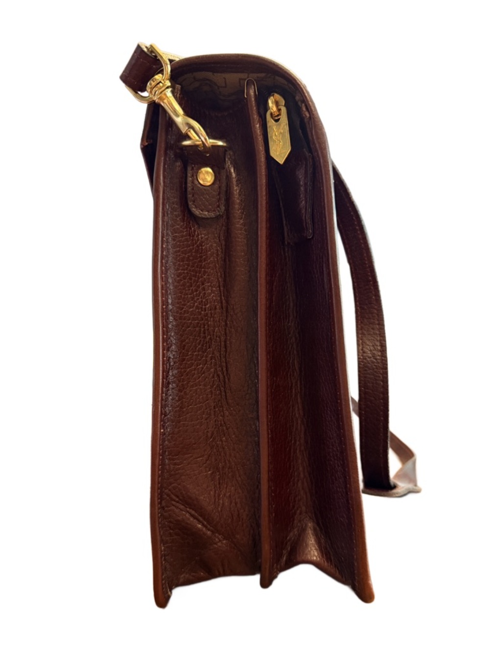 YSL Rare Vintage Portfolio Leather Briefcase in Burgundy with Gold hardware - Picture 4 of 16